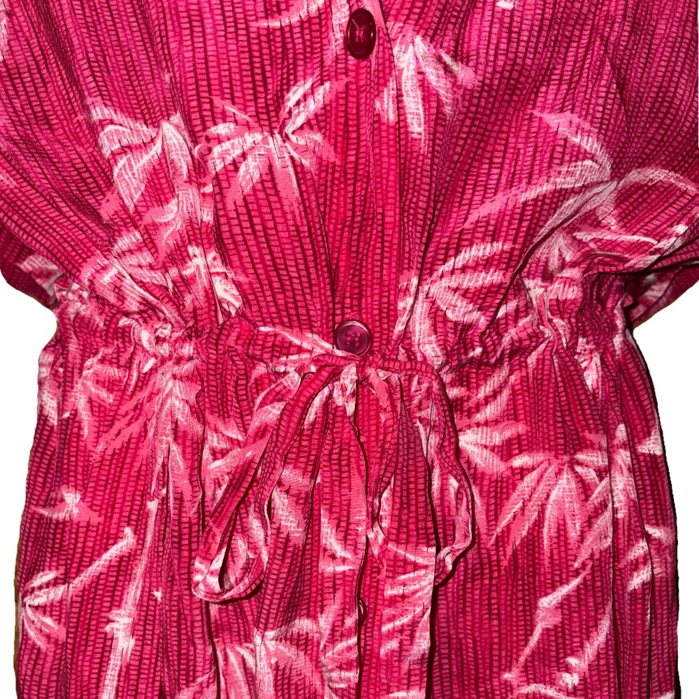DIANE VON FURSFENBERG 100% SILK DRAWSTRING FLOWY BUTTON MAXI MIDI DRESS / KIMONO - Picture 4 of 6
